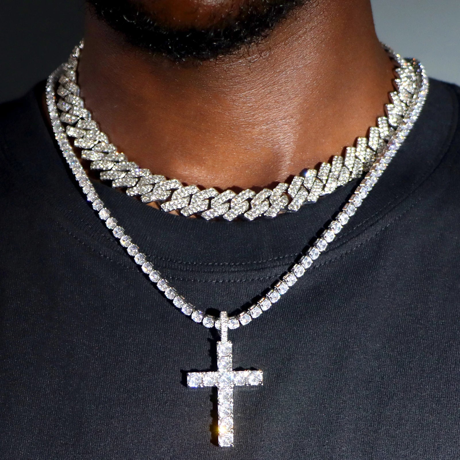 Cuban link with cross shops pendant